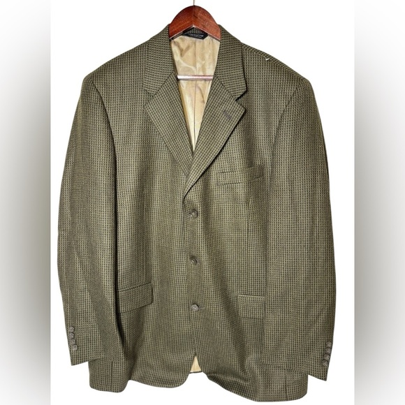 Claiborne Men's Sport Coat Jacket size 43 L 65% Wool 35 % Alpaca Brown Black - Picture 1 of 13
